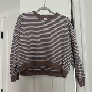 Zyia Brown, Blue and White Cropped Women’s Sweatshirt